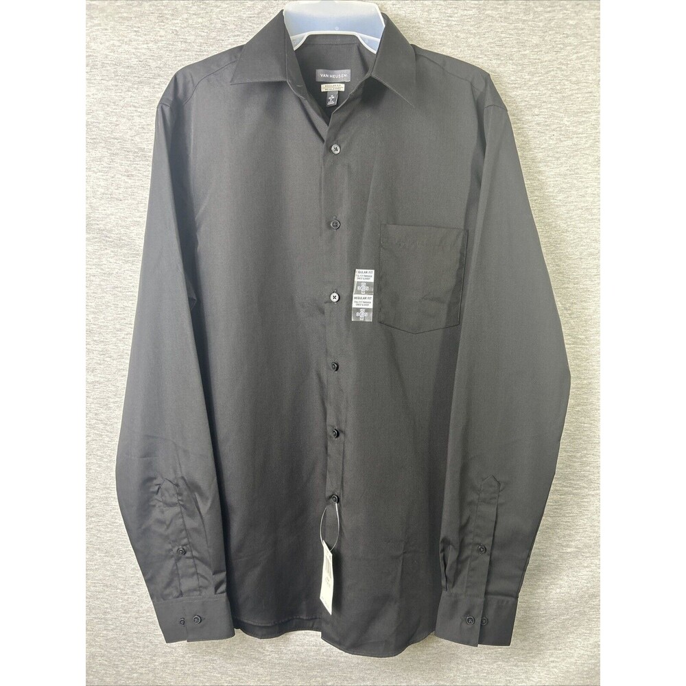 BNWT Van Heusen Men's /Regular-Fit /Dress Shirt /Black /15-15.5 / 34/35 Medium